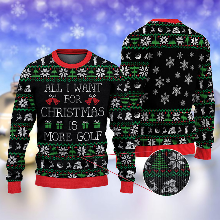 Golfer All I Want for Christmas Ugly Sweater For Men Women Holiday Sweater