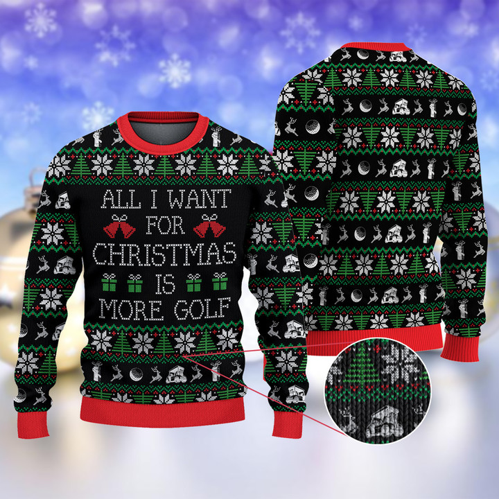 Golfer All I Want for Christmas V2 Ugly Sweater For Men Women Holiday Sweater