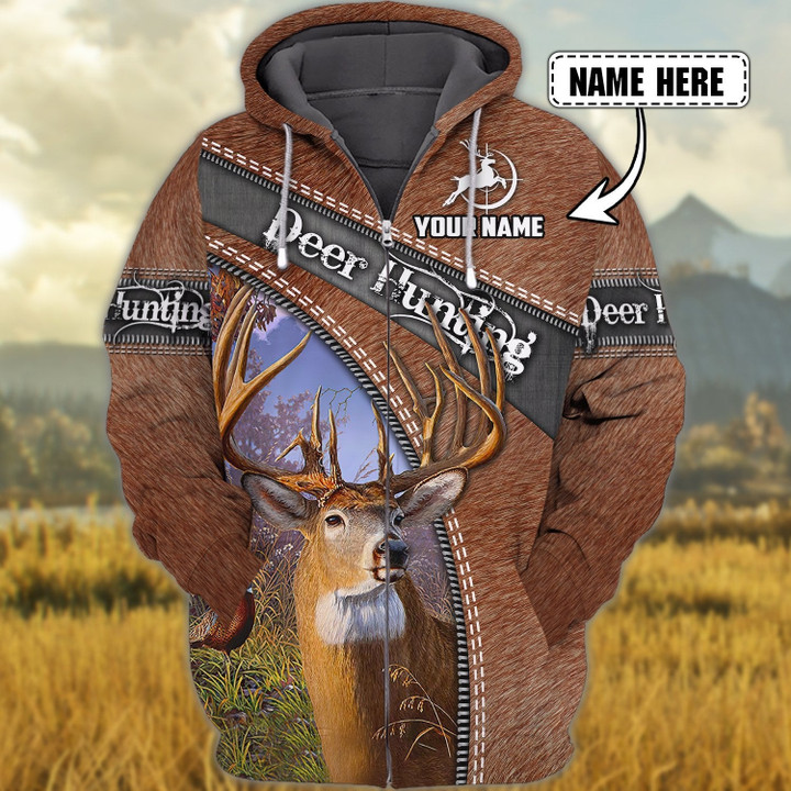 Deer Hunting - Personalized Name 3D Zipper hoodie