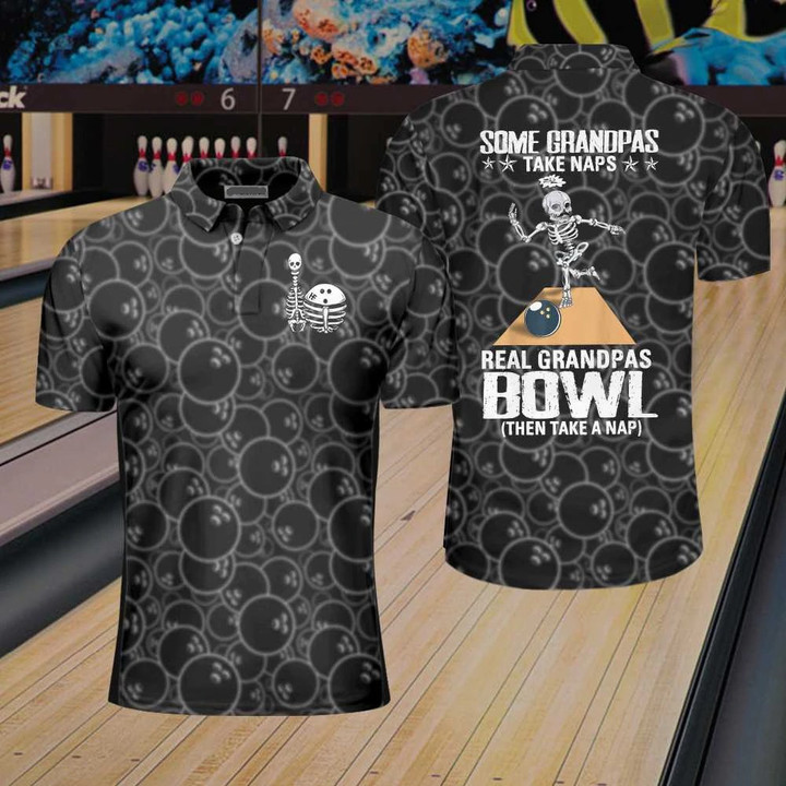 Bowling Real Grandpas Bowl 3D Polo Shirt - 2