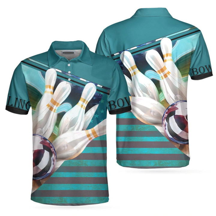 Love Bowling US Flag Bowling 3D Polo Shirt - 2