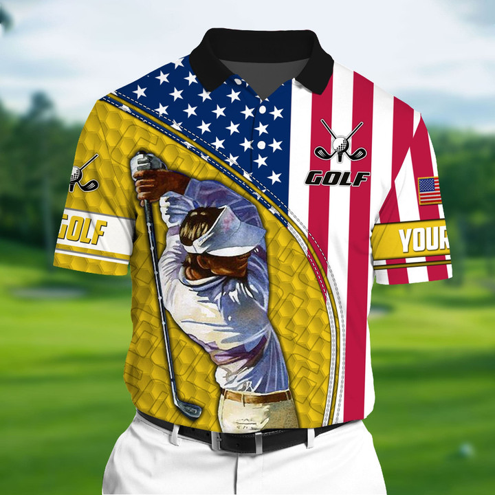 Golf Polo Shirt Unique American Golfer 3D Polo Shirts AOP Multicolor Personalized Golf Shirt Patriotic Golf Shirt For Men