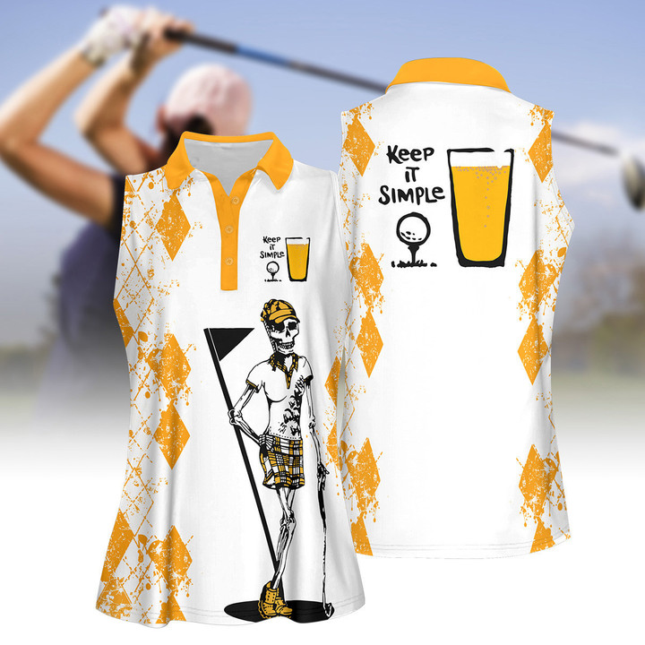 Keep It Simple Golf And Beer Women Short Sleeve Polo Shirt Sleeveless Polo Shirt V2