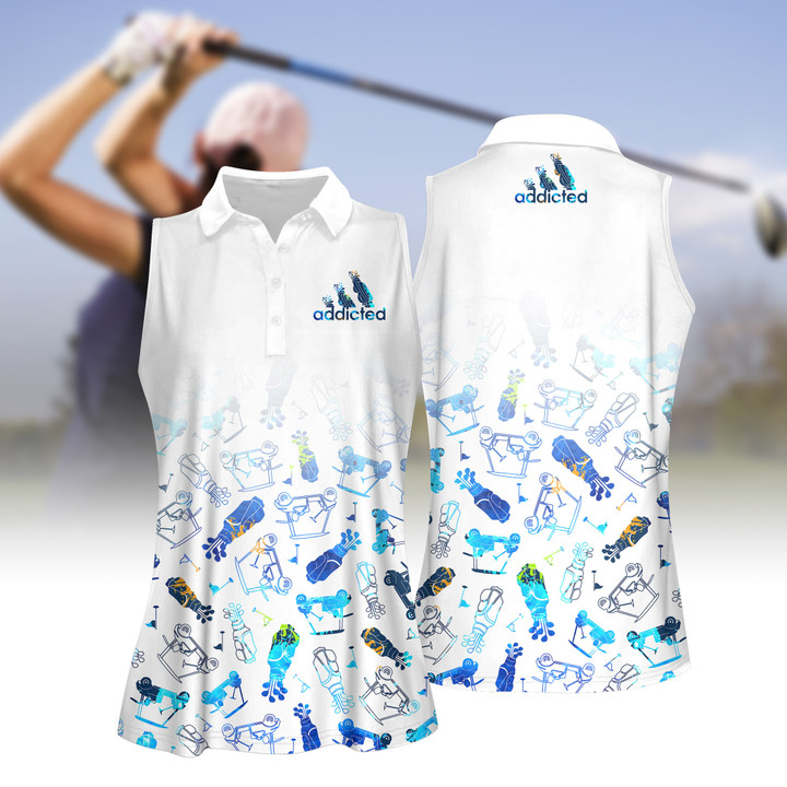 Addicted Golf Watercolor Women Short Sleeve Polo Shirt Sleeveless Polo Shirt Sport Culottes With Pocket