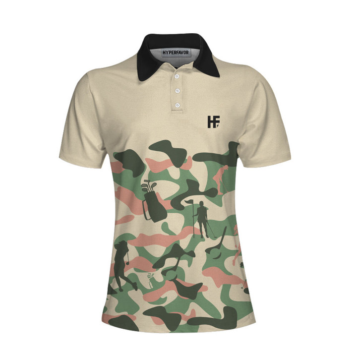 Camouflage Texture Golf Set For Woman Short Sleeve Women Polo Shirt Camo Golf Shirt For Ladies Unique Female Golf Gift - 1