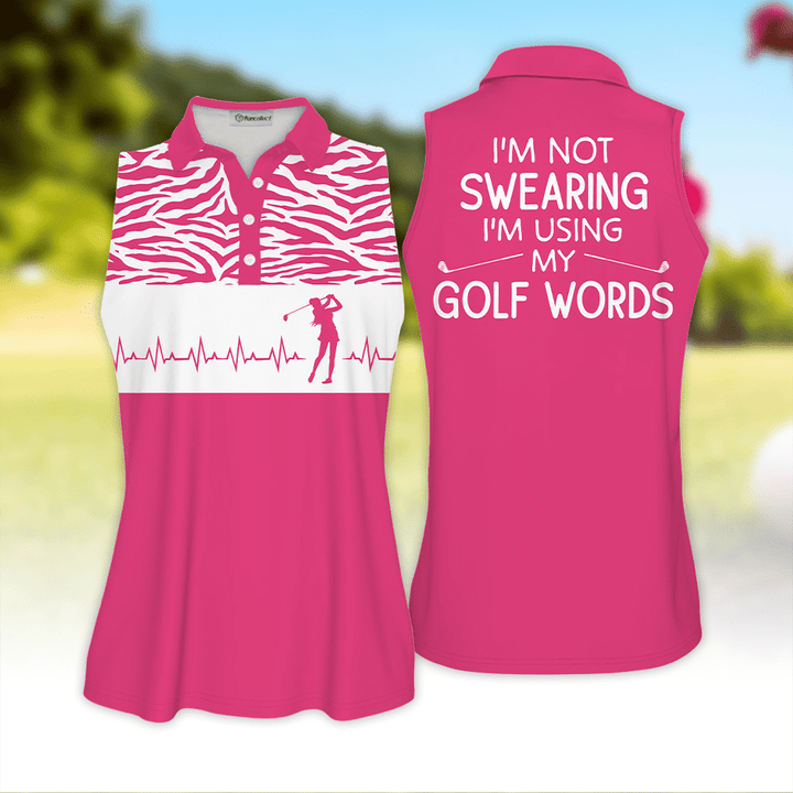 Im Not Swearing Im Using My Golf Words Colorfun Leopard Golf Polo Shirt For Woman