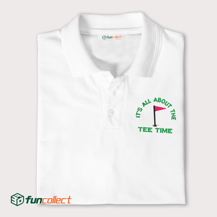 Tee Time Golf Embroidery Polo Shirts For Women or Men