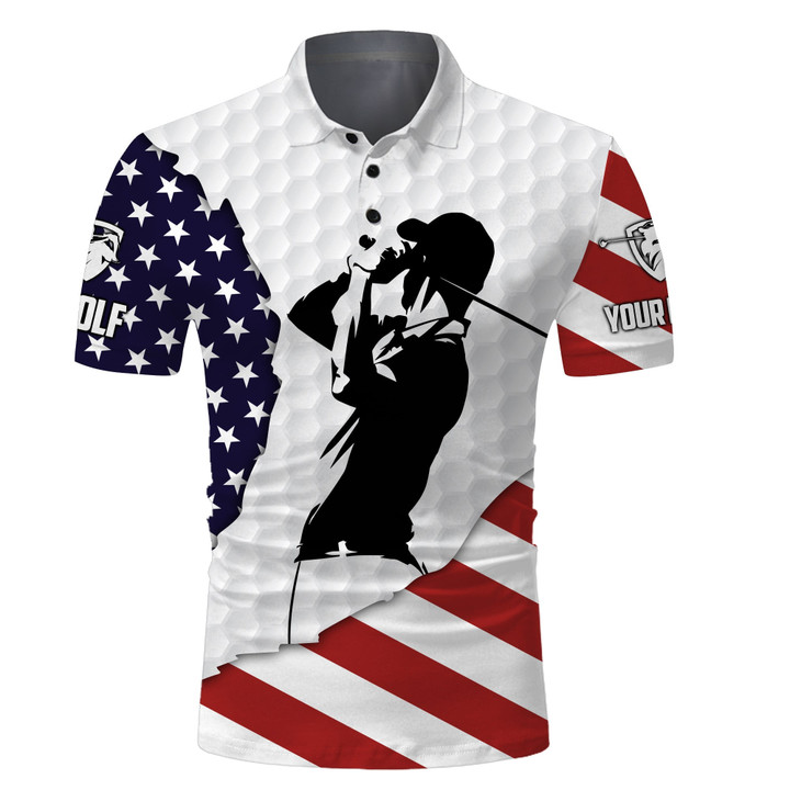American Flag Patriot Long Sleeve Golf Polos Shirts Personalized Golf Gifts For Him