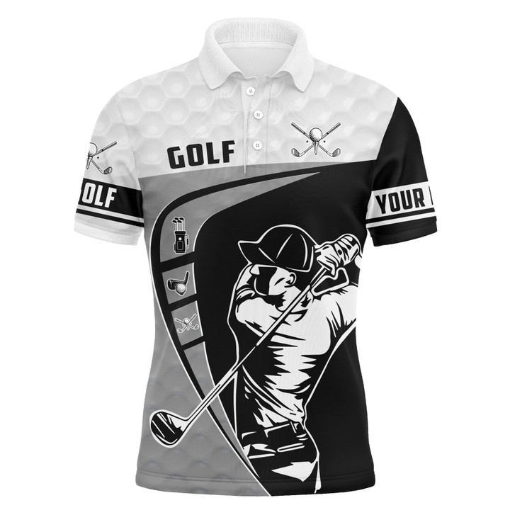 Black  White Long Sleeve Golf Shirts Men Best Golf Gifts For Men
