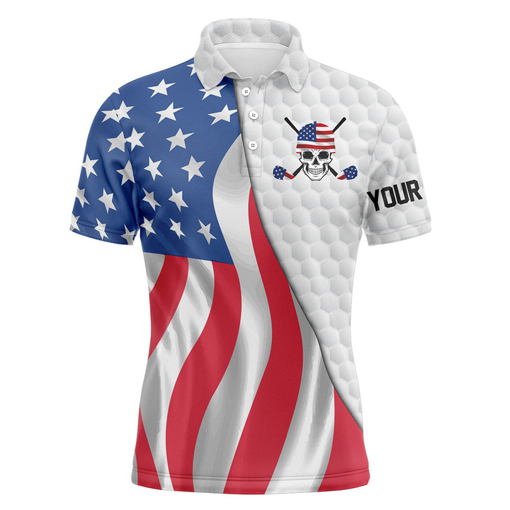 Golf Polo Shirts For Men Custom American Flag Golf Upf Shirts Gifts For Golf Lovers