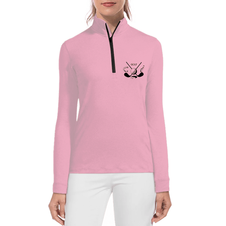 Womens Long Sleeve Golf Polo Shirt Pink Color Shirt For Women