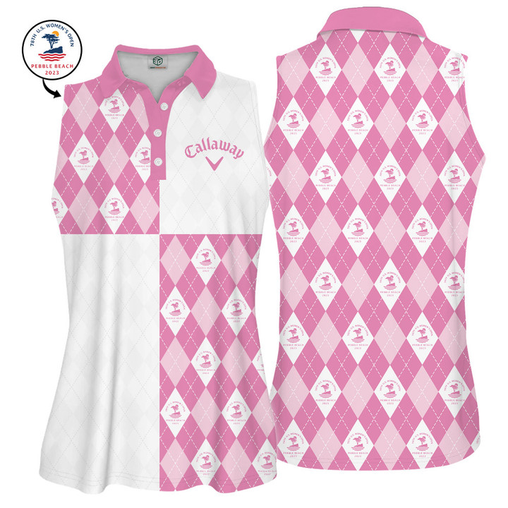 New Release US Women's Open Ping Pink Patern Golf Shirt For Women
