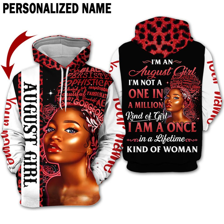 Personalized Name Birthday Outfit August Girl Red Kind Of Woman All Over Printed Birthday Shirt