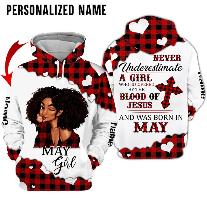 Personalized Name Birthday Outfit May Girl Blood Of Jesus All Over Printed Birthday Shirt