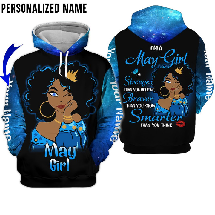 Personalized Name Birthday Outfit May Girl Smater Black Women All Over Printed Birthday Shirt