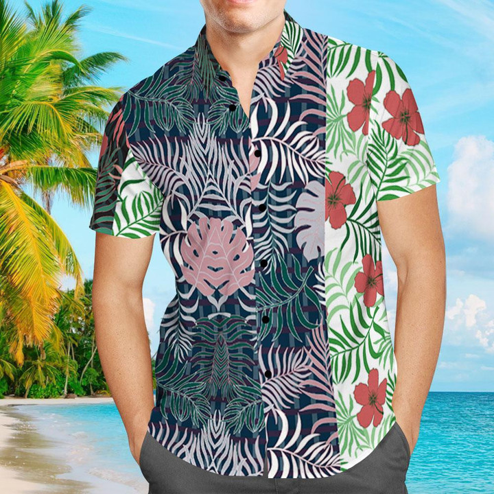 Hawaiian Shirt Regular Fit Short Sleeve Casual Hawaiian Shirt for Men - Tropical Floral Pattern - 1