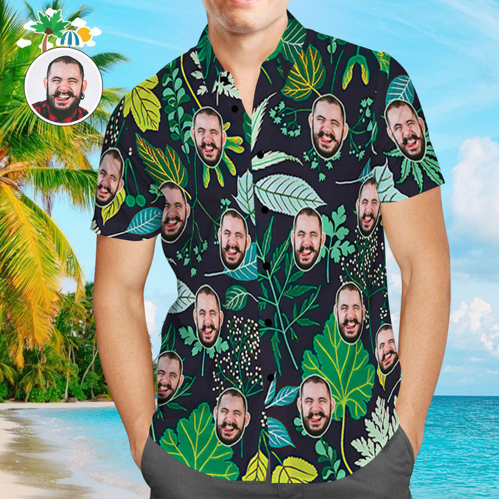 Custom Face Shirt Personalized Photo Mens Hawaiian Shirt Mens Hawaiian Shirt Cool Handsome - 1
