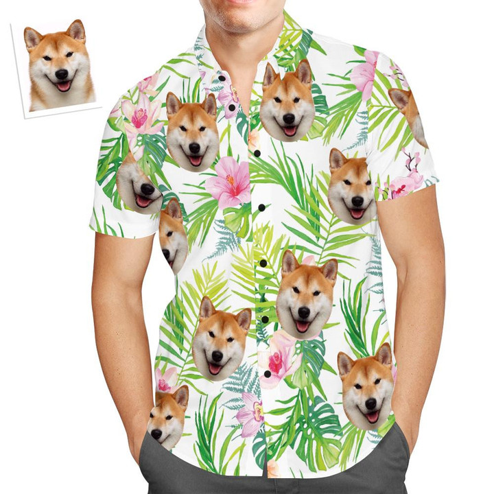 Custom Face Hawaiian Shirt Funny Pet Vintage Beach Shirt Gift for Men - 1