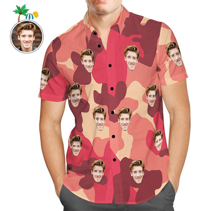 Custom Hawaiian Shirts Misty Rose Camouflage Personalized Aloha Beach Shirt For Men - 1