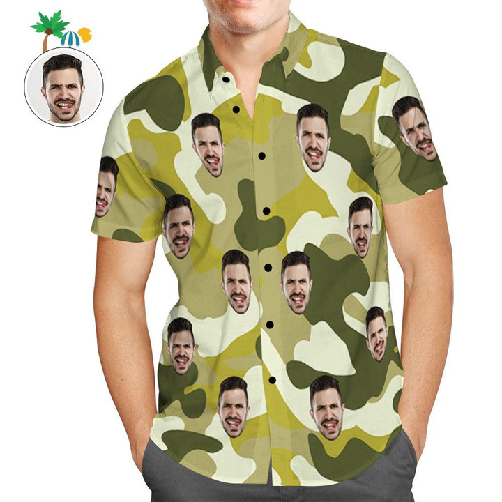 Custom Hawaiian Shirts Auqamarin Camouflage Personalized Aloha Beach Shirt For Men - 1