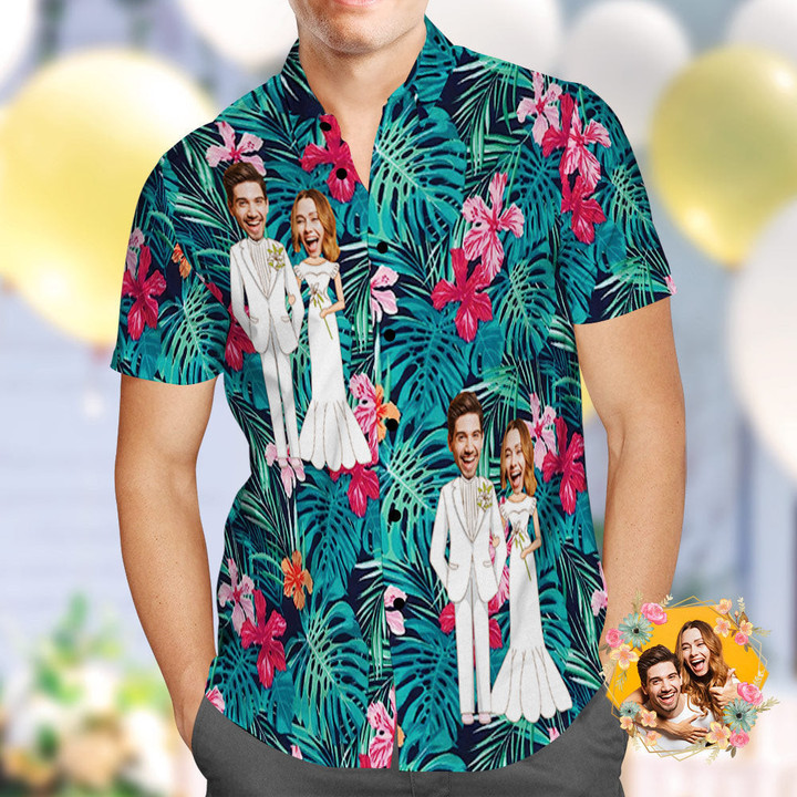 Custom Hawaiian Shirt Personalized Wedding Hawaiian Flower Shirt Best Wedding Gift - 1