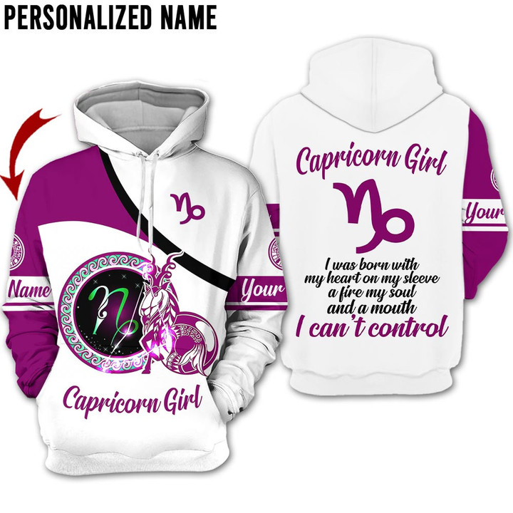 Personalized Name Horoscope Capricorn Shirt Girl Purple Black Women Conrol Zodiac Signs Clothes