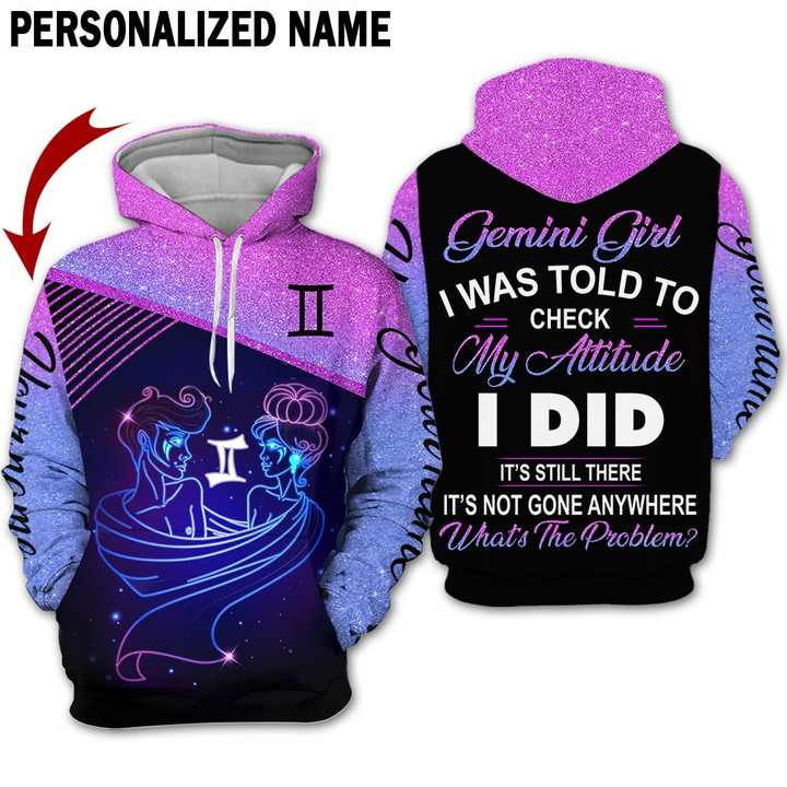 Personalized Name Horoscope Gemini Shirt Girl Galaxy Colorfun Zodiac Signs Clothes