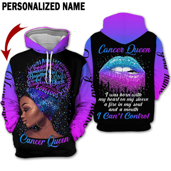 Personalized Name Horoscope Cancer Shirt Girl Queen Black Women Zodiac Signs Clothes