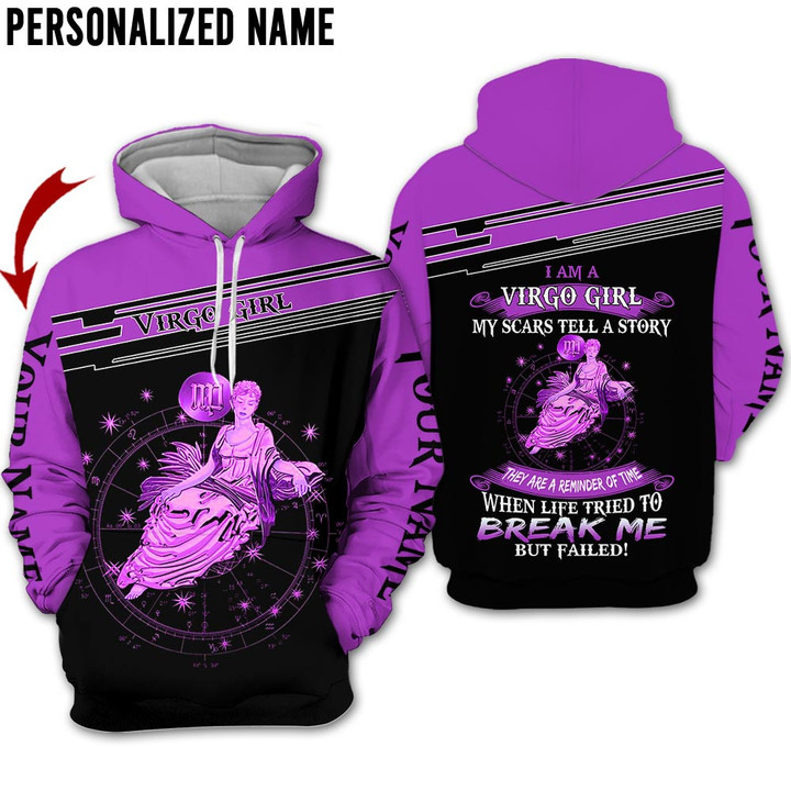 Personalized Name Horoscope Virgo Shirt Girl Break Me Purple Zodiac Signs Clothes