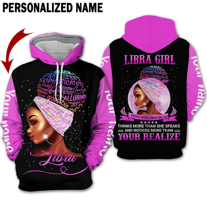 Personalized Name Horoscope Libra Shirt Girl Pink Your Realize Zodiac Signs Clothes