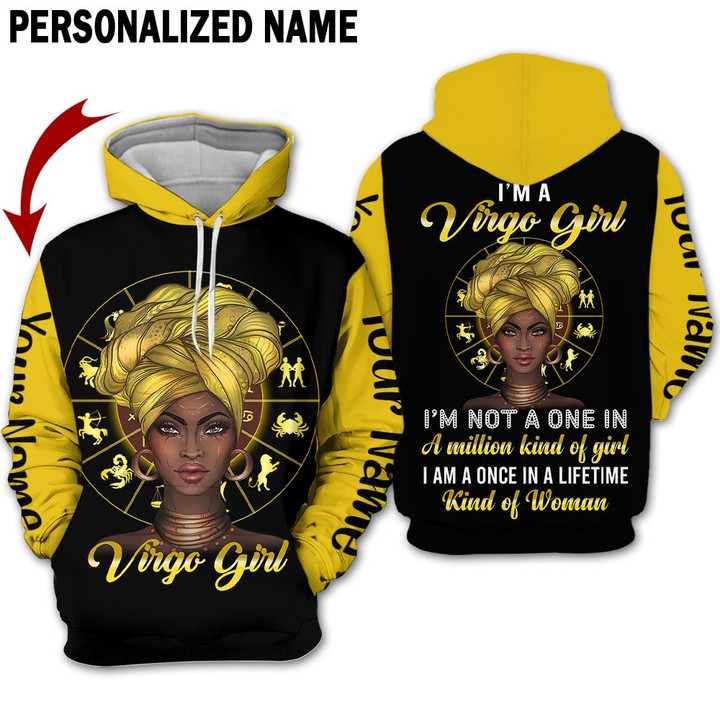 Personalized Name Horoscope Virgo Shirt Girl Kind Of Woman Yellow Zodiac Signs Clothes