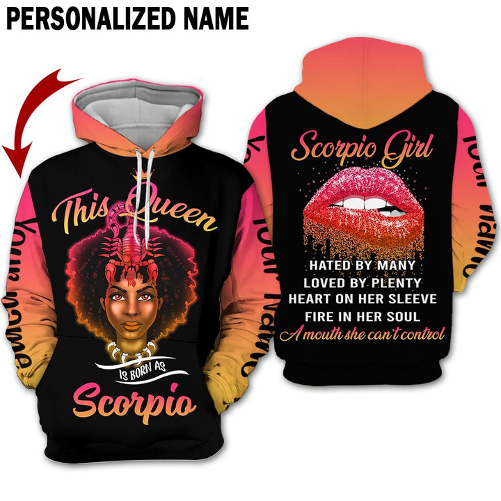 Personalized Name Horoscope Scorpio Shirt Girl This Queen Orange Zodiac Signs Clothes
