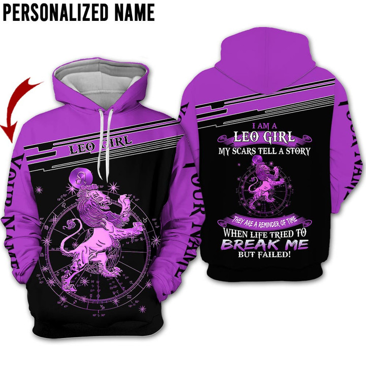 Personalized Name Horoscope Leo Shirt Girl Break Me Purple Zodiac Signs Clothes