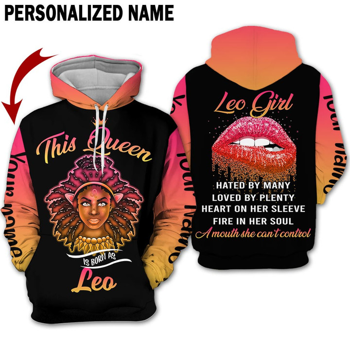 Personalized Name Horoscope Leo Shirt Girl This Queen Orange Zodiac Signs Clothes