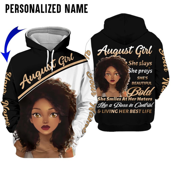 Personalized Name Birthday Outfit August Girl 3D Best Life Black Women All Over Printed Birthday Shirt