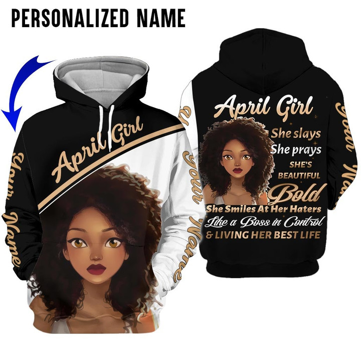Personalized Name Birthday Outfit April Girl 3D Best Life Black Women All Over Printed Birthday Shirt
