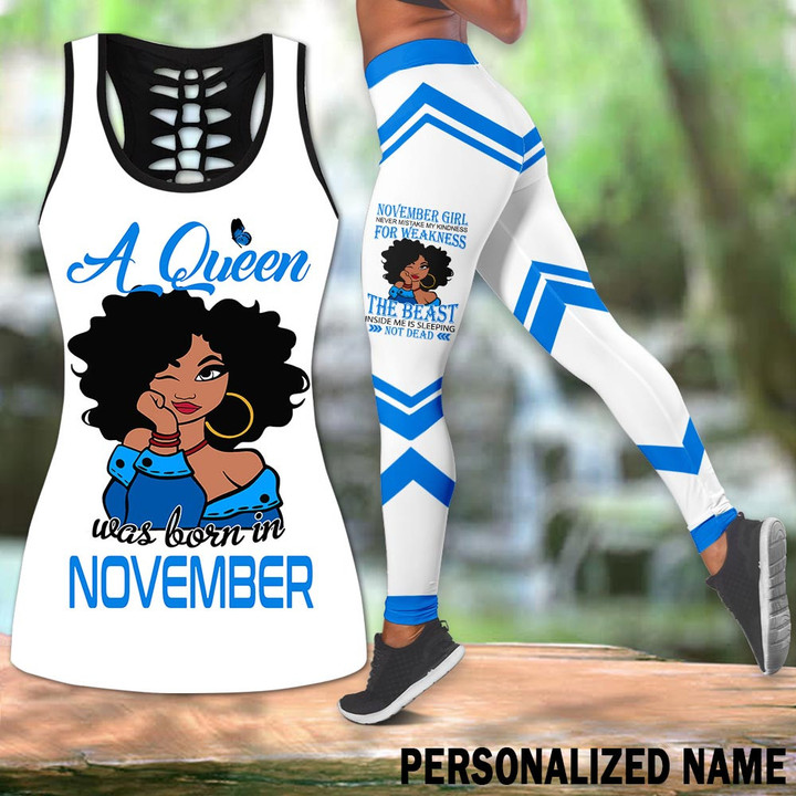 Personalized Name Birthday Outfit November Girl 3D Was Born In Black Women All Over Printed Birthday Shirt