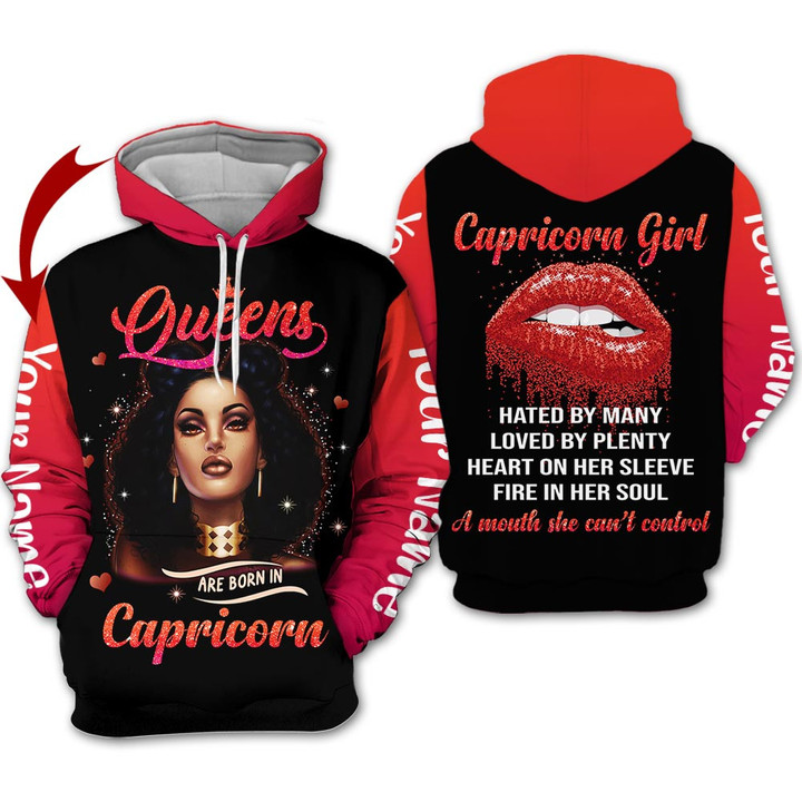 Personalized Name Horoscope Capricorn Girl Shirt Queen Each Red Women Zodiac Signs Clothes Birthday Gift For Women