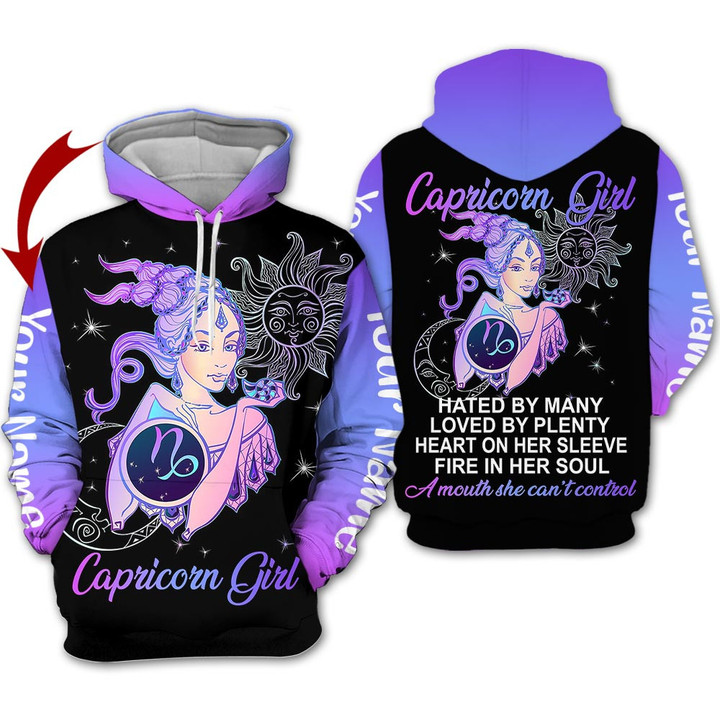 Personalized Name Horoscope Capricorn Girl Shirt Sun Color Control Zodiac Signs Clothes Birthday Gift For Women