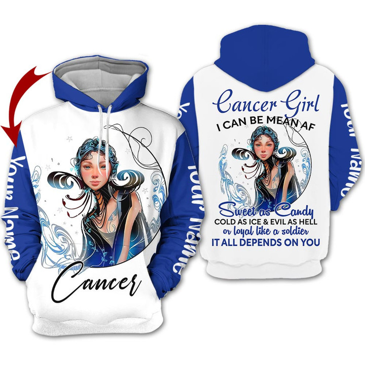 Personalized Name Horoscope Cancer Girl Shirt Sweet As Candy Zodiac Signs Clothes Birthday Gift For Women