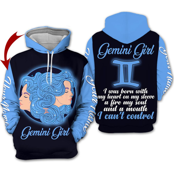 Personalized Name Horoscope Gemini Girl Shirt I Cant Control Love Zodiac Signs Clothes Birthday Gift For Women