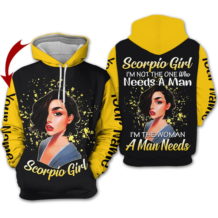 Personalized Name Horoscope Sagittarius Girl Shirt Needs A Man Yellow Zodiac Signs Clothes Birthday Gift For Women