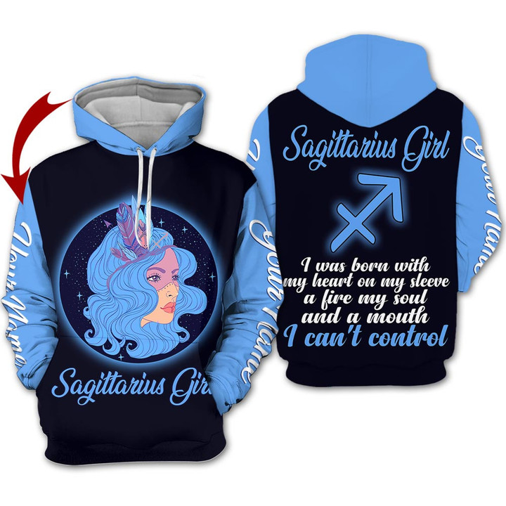 Personalized Name Horoscope Sagittarius Girl Shirt I Cant Control Love Zodiac Signs Clothes Birthday Gift For Women