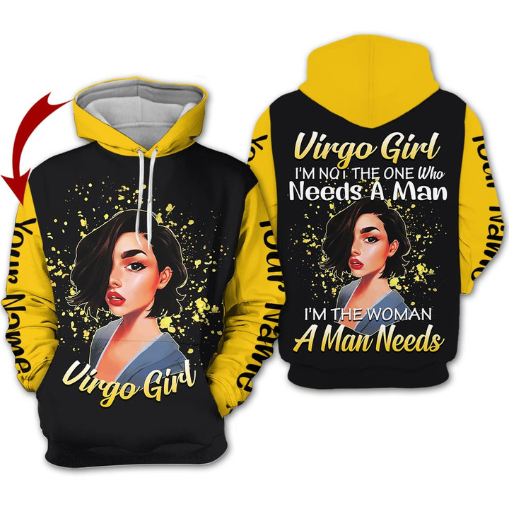 Personalized Name Horoscope Virgo Girl Shirt Needs A Man Yellow Zodiac Signs Clothes Birthday Gift For Women