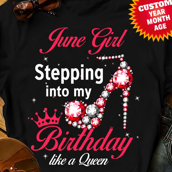 Stepping Into My Birthday Like A Queen Shirts Women Birthday T Shirts Summer Tops Beach T Shirts