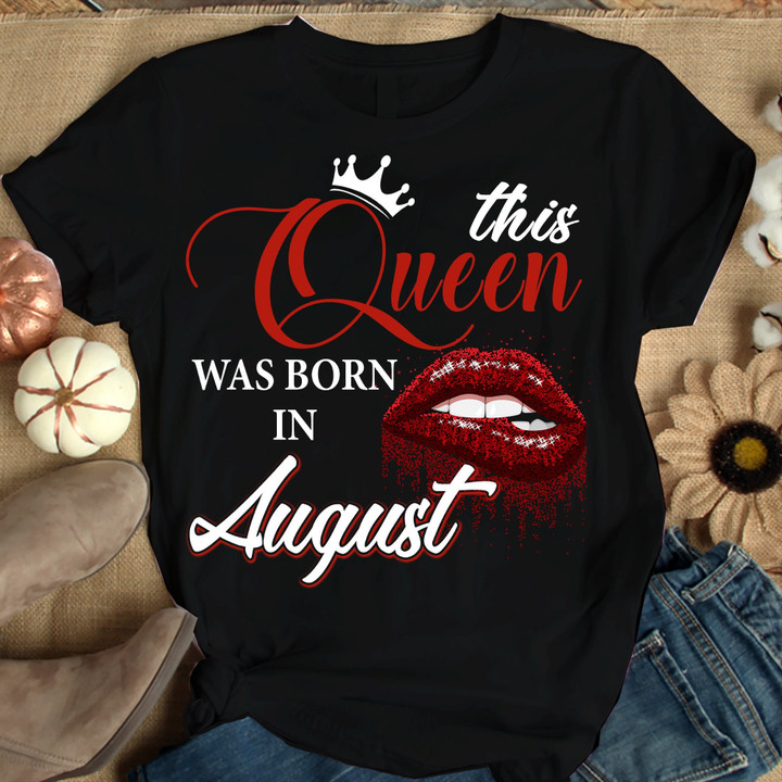 This Queen Was Born In August Shirts Women Birthday T Shirts Summer Tops Beach T Shirts