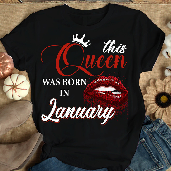 This Queen Was Born In January Shirts Women Birthday T Shirts Summer Tops Beach T Shirts