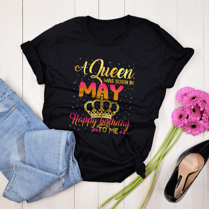 Personalized Month Birthday Outfit A Queen MayHappy Birthday To Me Twinkle T Shirt Gift Birthday Shirt Women,Men T-Shirt