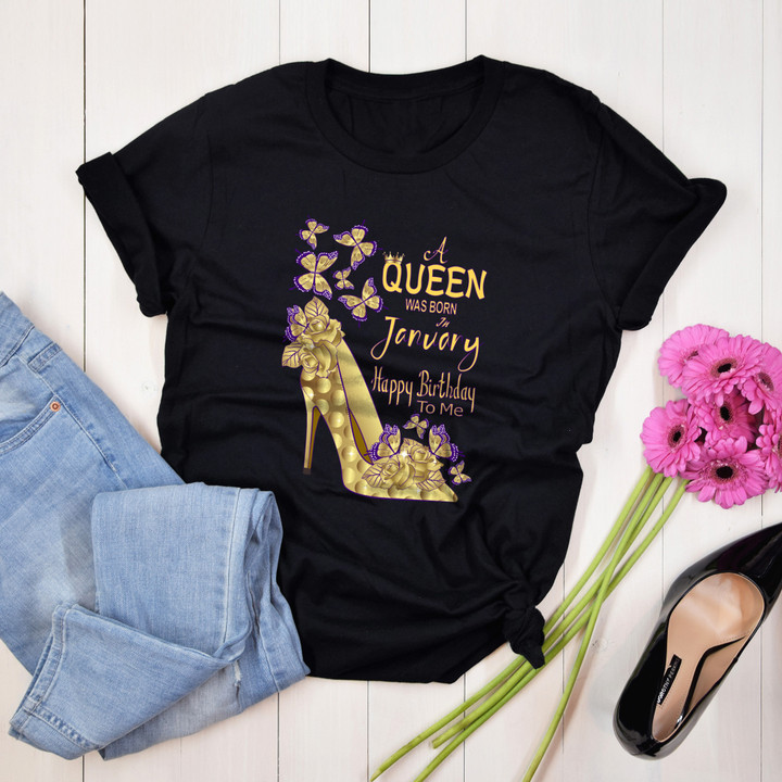 Personalized Month Birthday Outfit A Queen January A Queen January Birthday Shirt Women,Men T-Shirt