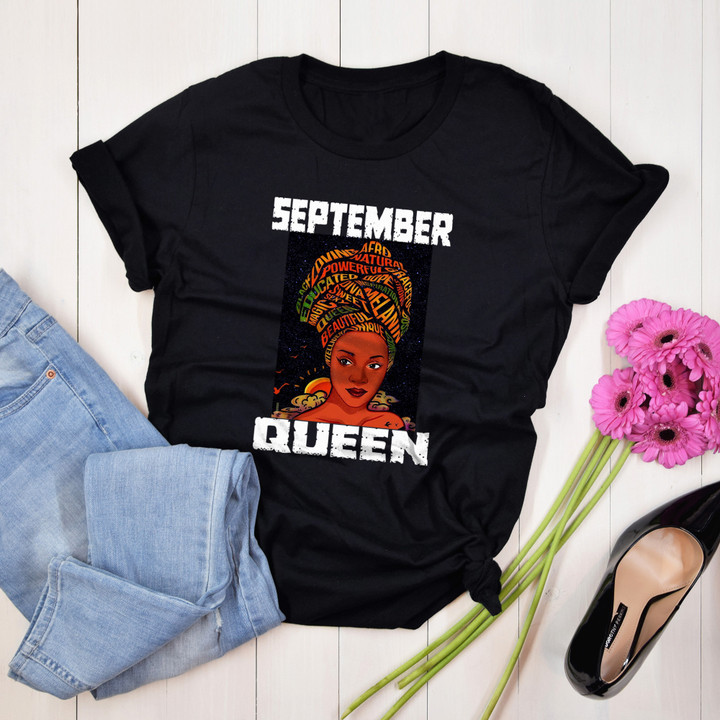 Personalized Month Birthday Outfit Birthday September Queen Afro Birthday Melanin Black African American